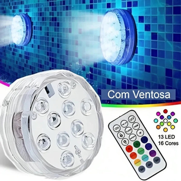 Luminárias de Piscina RGB - Kit Sem Fio Com Controle Remoto