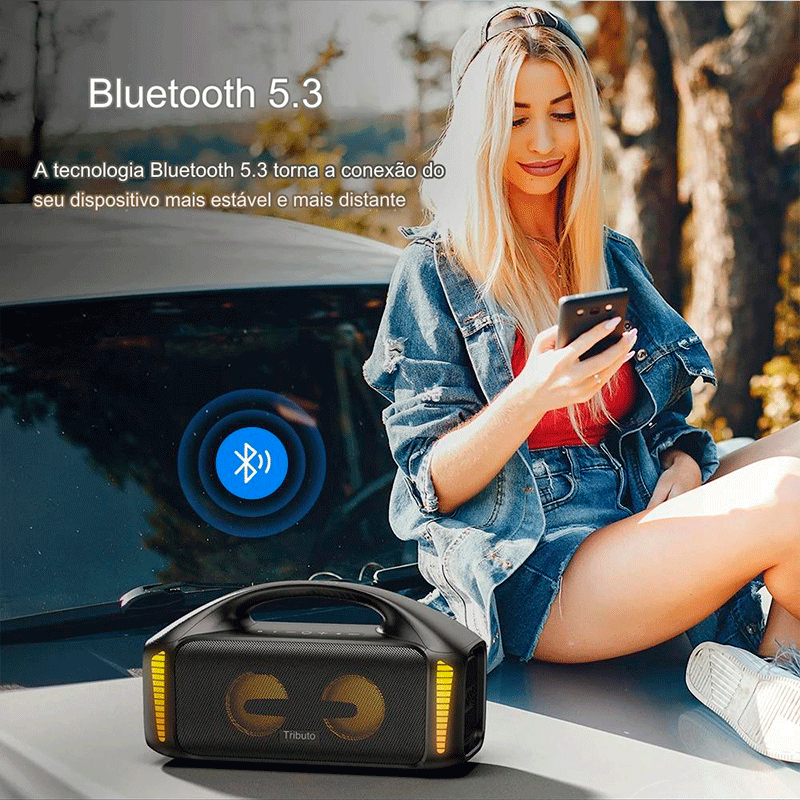 Caixa de Som À Prova D'Água Bluetooth 5.3 e Bateria 39h | SoundBass