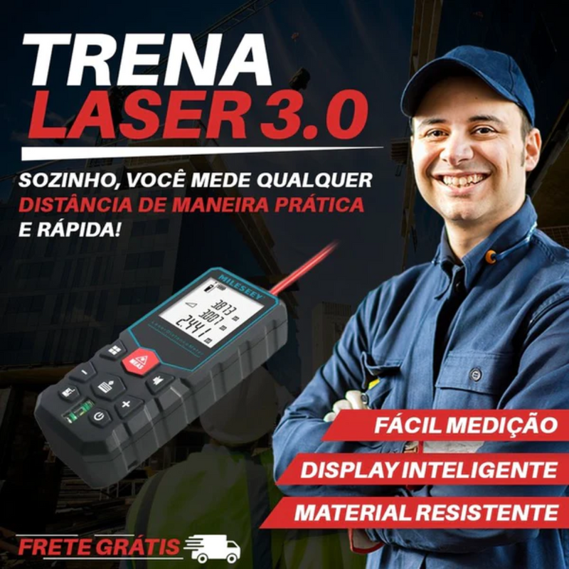 Trena Métrica a Laser 100 Metros - Display Profissional