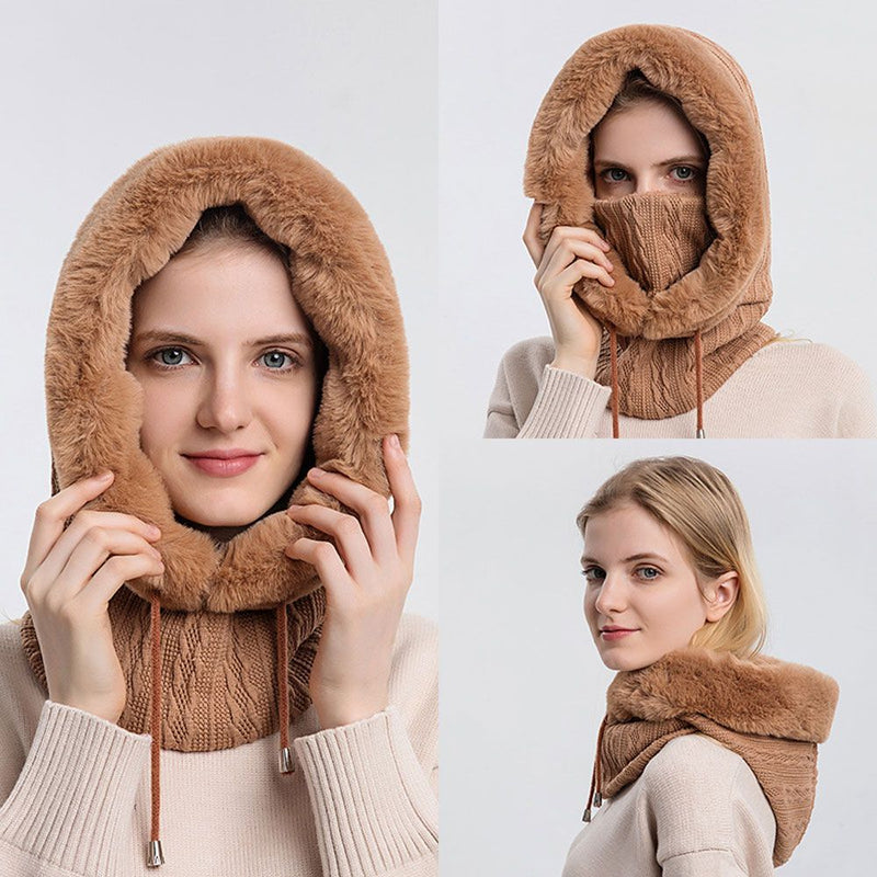 Touca Gorro de Lã Aveludada - Com Máscara Removível para Frio e Inverno