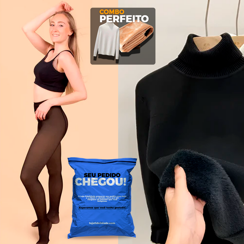 Suéter + Meia Calça PELUCIADAS [Combo Perfeito para Mulheres - Inverno de 2024]