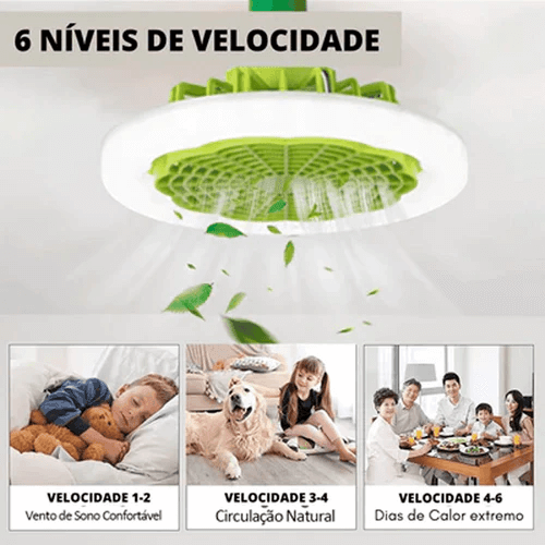 Ventilador de Teto com Luminária LED Moderna